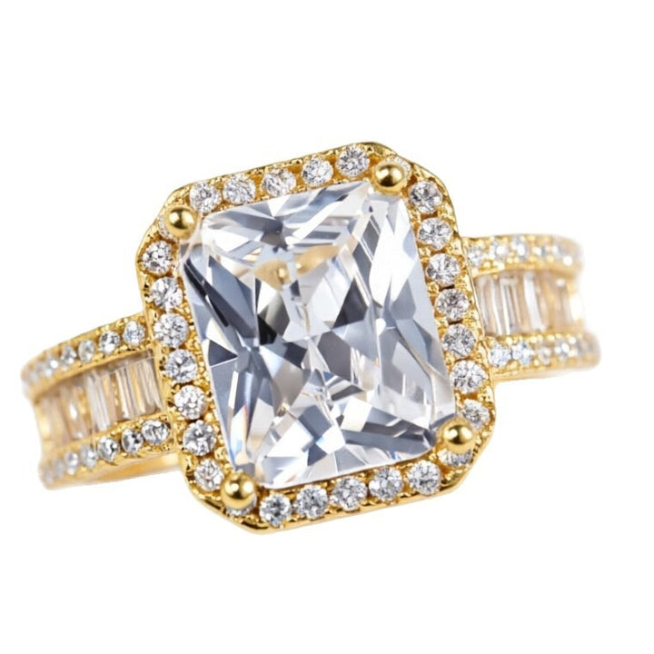 18K Gold Plated Cushion Cut Halo Ring
