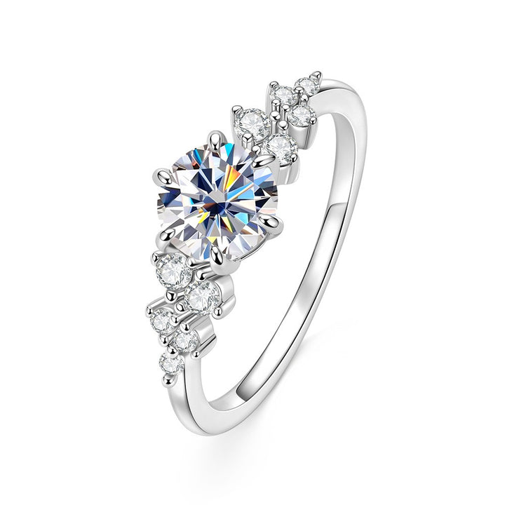 S925 Silver Classic Round CZ Ring | Graduated Cluster Accent Band