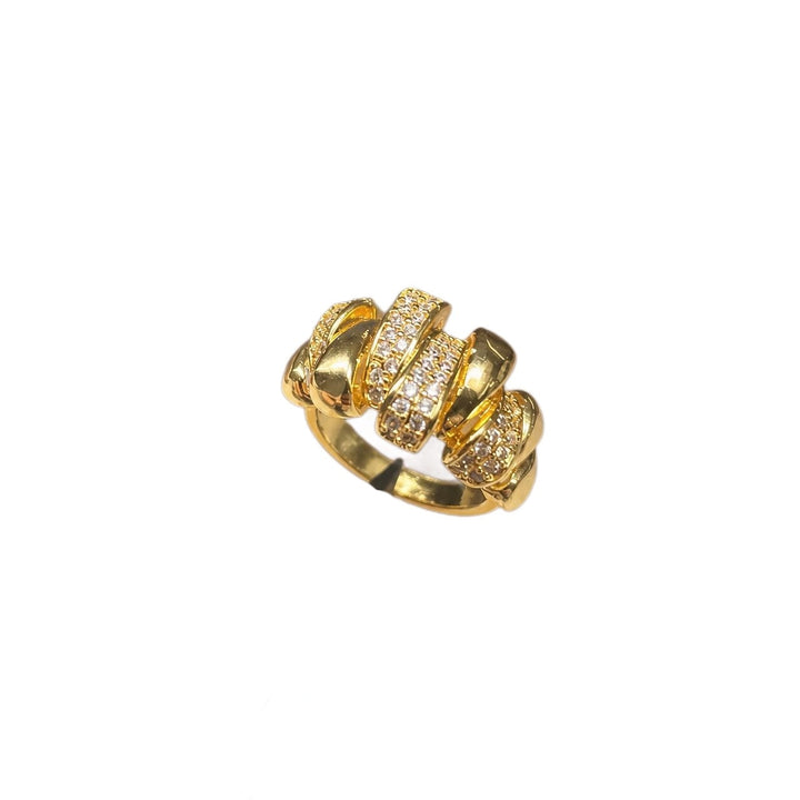18K Gold Plated Interlocking Pave Ring