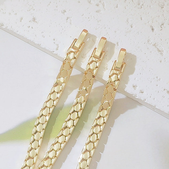 Honeycomb Rhythm 14K Gold Plated Geometric Hexagon Insert Clasp Bracelet