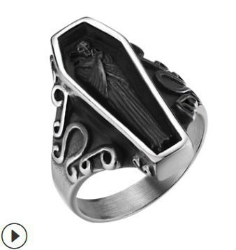 Midnight Coffin S925 Sterling Silver Vintage Gothic Coffin Ring