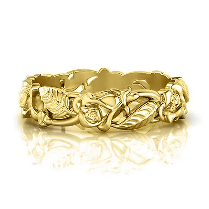 Blossom Vine S925 Silver Vintage Rose Filigree Band Ring