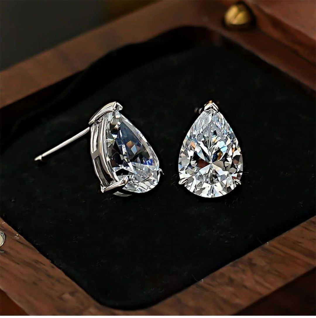Pure Teardrop S925 Silver Moissanite Teardrop Stud Earrings