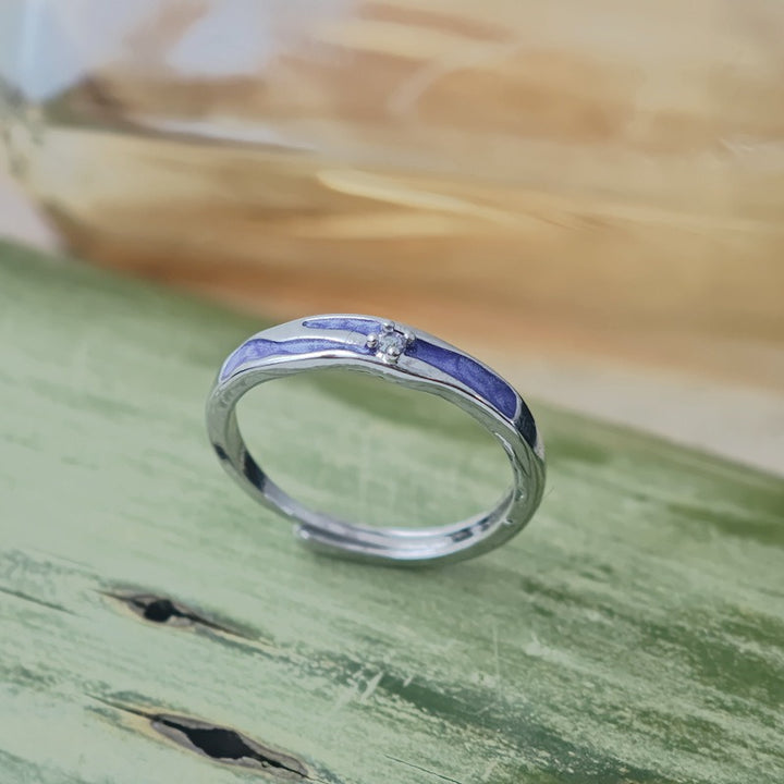 S925 Silver Purple Enamel & Butterfly Stackable Rings