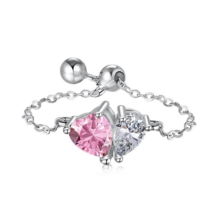 Twin Star Chain Asymmetrical Heart Emerald-Cut Chain Barbell Piercing