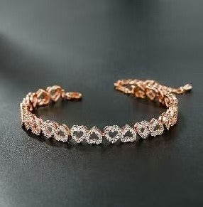 Eternal Hearts · Pavé Crystal Hollow Heart Link Bracelet