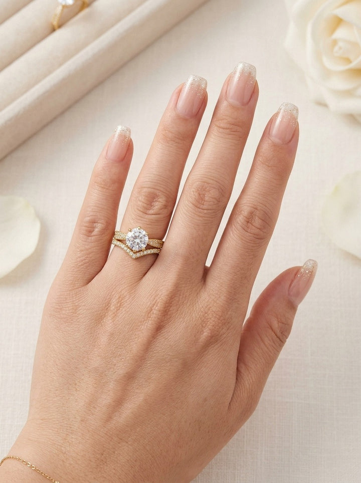 Eternal Starlight · 6-Prong Solitaire Pavé Ring Stacking Set