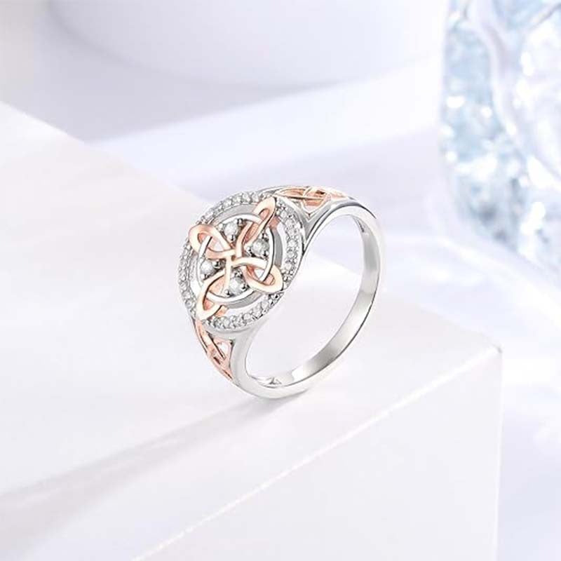 S925 Silver Two-Tone Celtic Witch Knot Ring