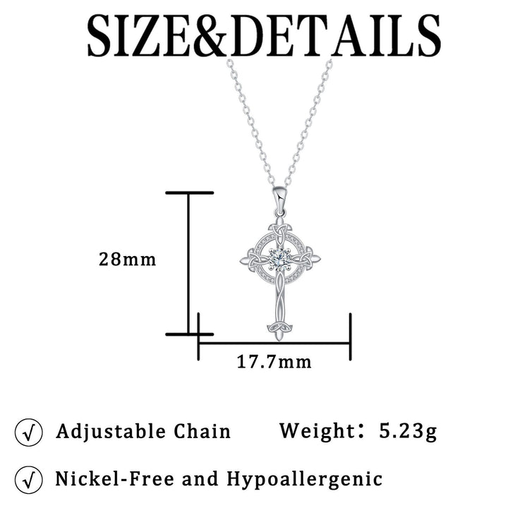 Celtic Sacred Ring S925 Sterling Silver Crystal Cross Necklace