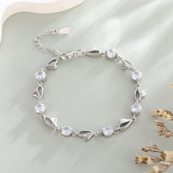 Heart Rhythm Gemstone S925 Sterling Silver Heart Gem Bracelet