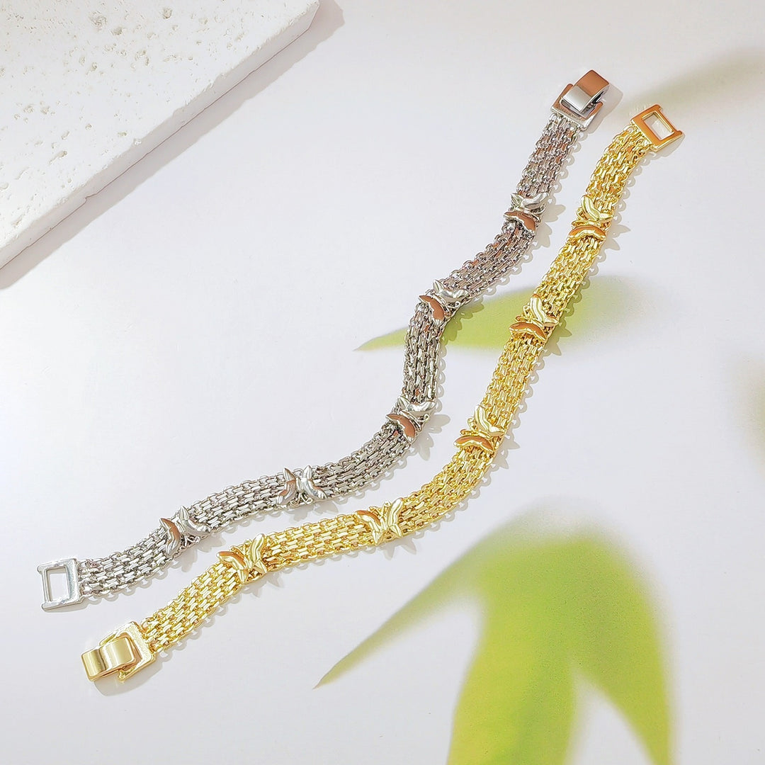 Butterfly Glow 18K Gold White Gold Multi-Layer Woven Bracelet