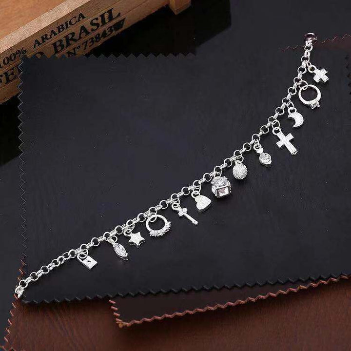 Wish Collection S925 Sterling Silver 12 Charm Bracelet