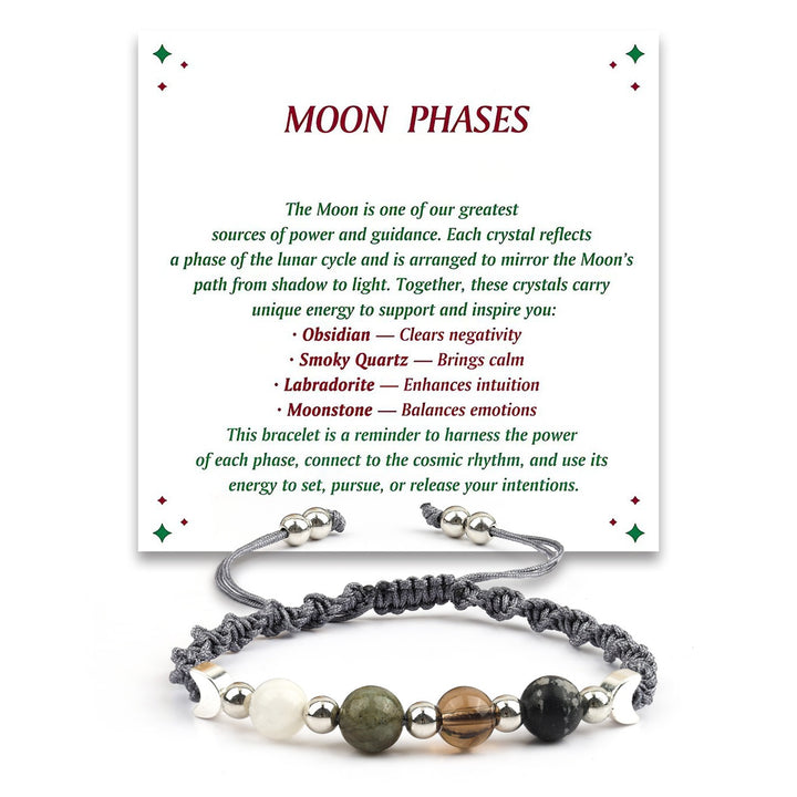 Natural Crystal Moon Phase Handwoven Bracelet