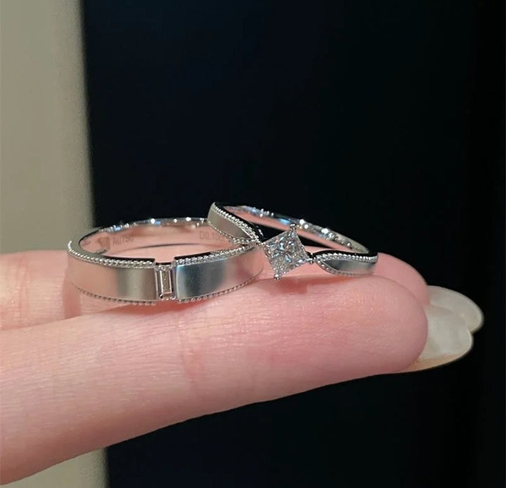Woven Gold Promise Couple Rings