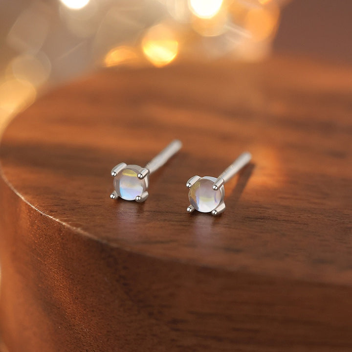 S925 Sterling Silver Moonstone Stud Earrings
