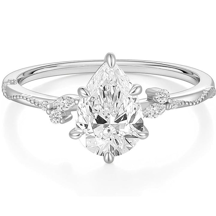 「Pear Vow」Vintage Milgrain Pear Cut Ring