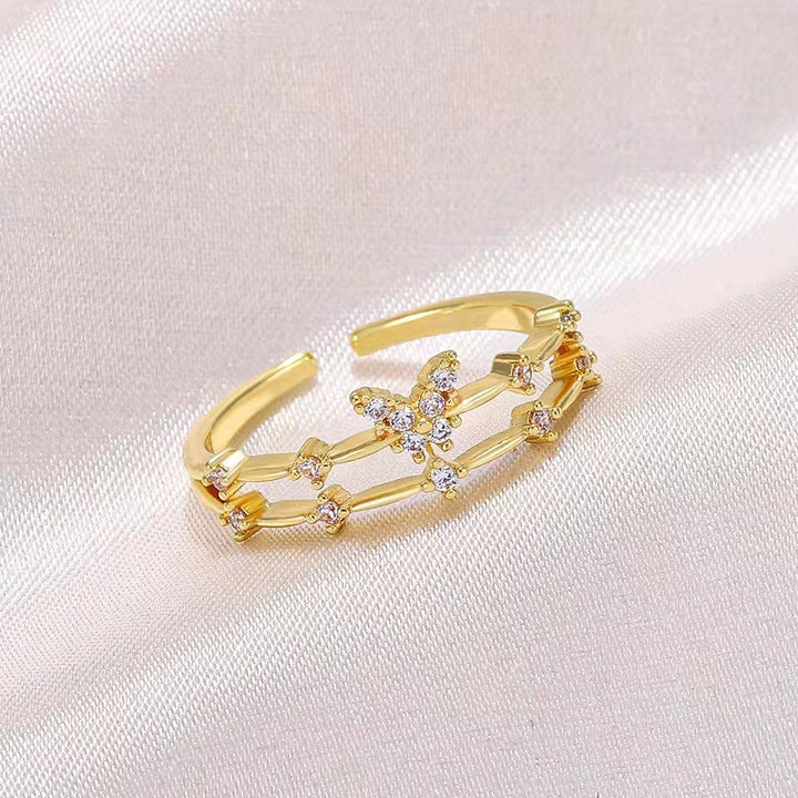 Butterfly Shadow Moissanite Double-Layer Adjustable Ring