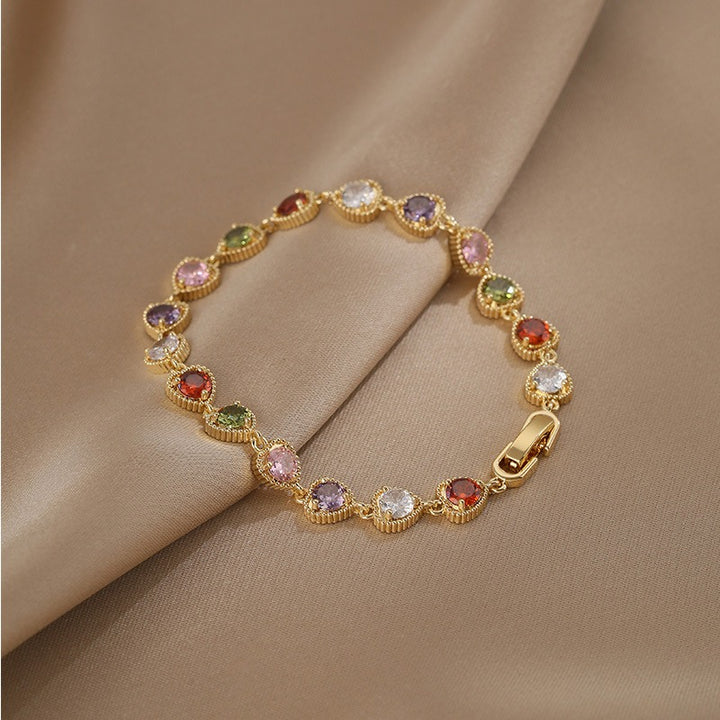 Rainbow Candy Jar 18K Gold Vintage Milgrain Gemstone Bracelet