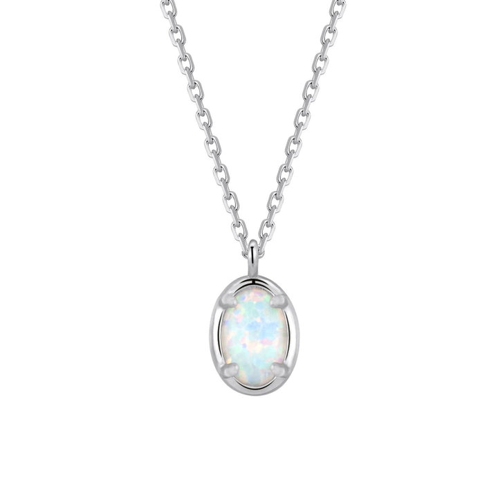 Aurora Opal Oval Pendant Necklace