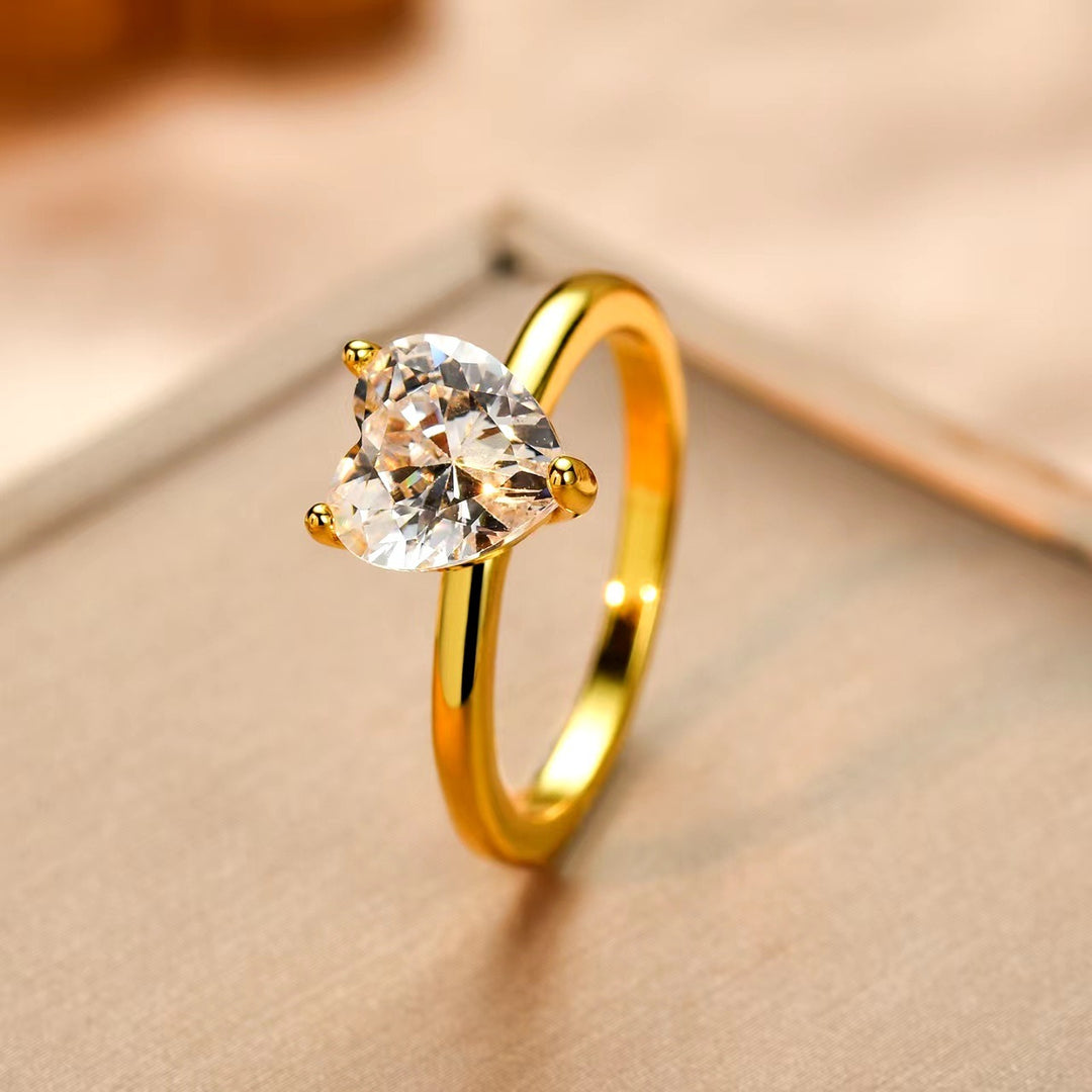 Dainty Heart CZ Solitaire Ring