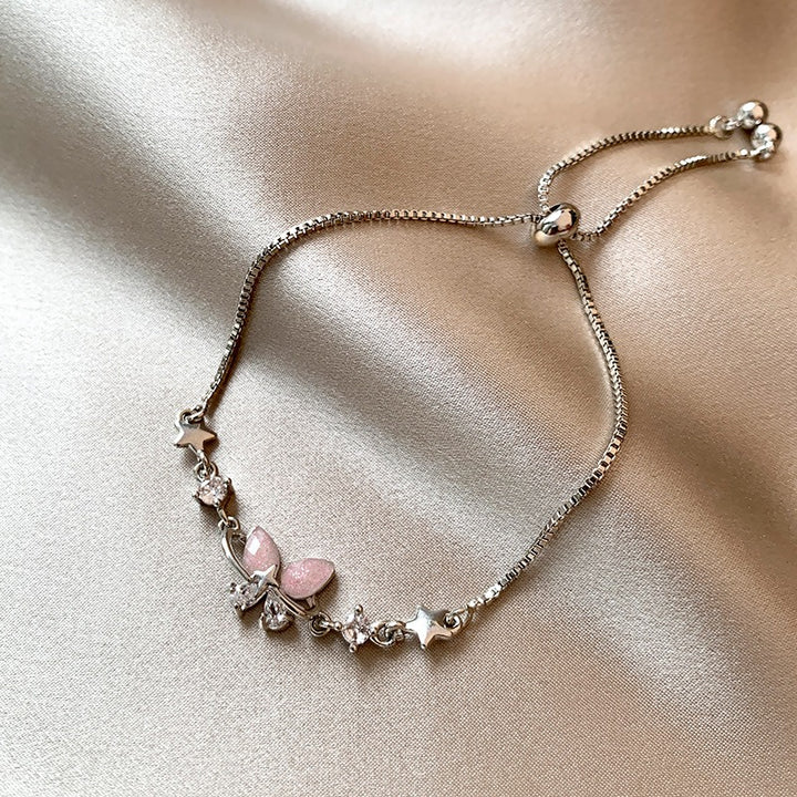 Dainty Butterfly Star 925 Sterling Silver Slider Bracelet