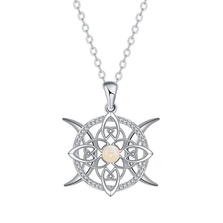 Sterling Silver Witch's Knot Opal Protection Necklace