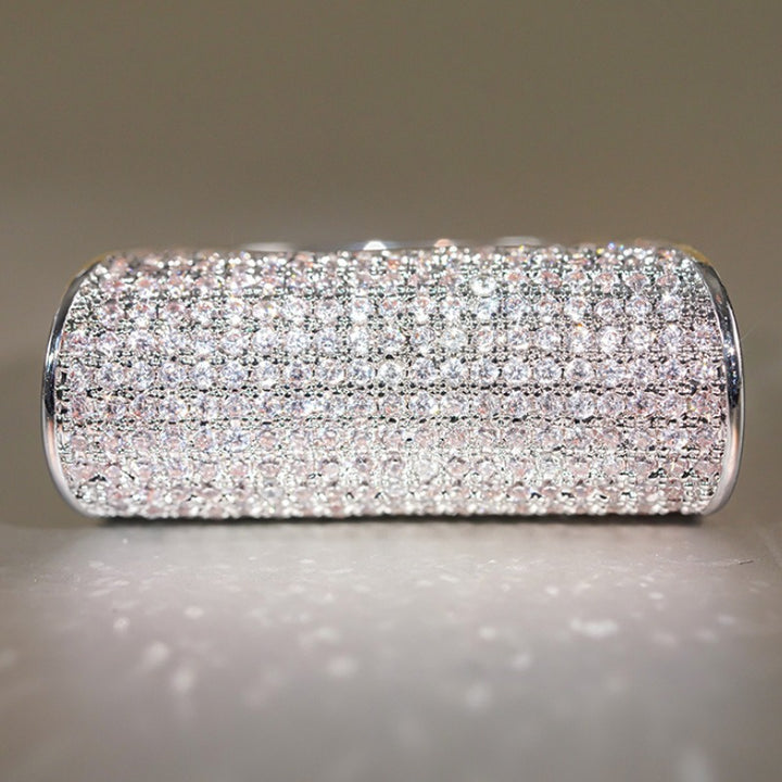 S925 Sterling Silver Pave CZ Wide Shield Statement Ring