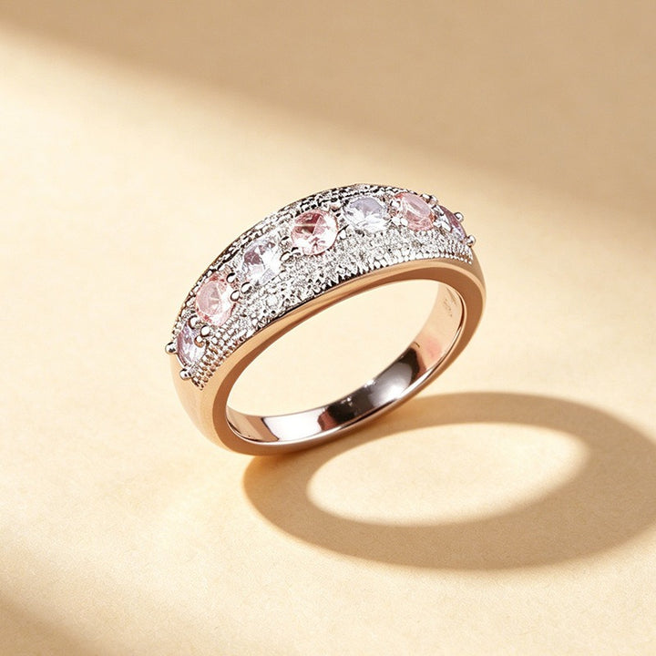 S925 Sterling Silver Vintage Milgrain Seven-Stone Wide Band Ring