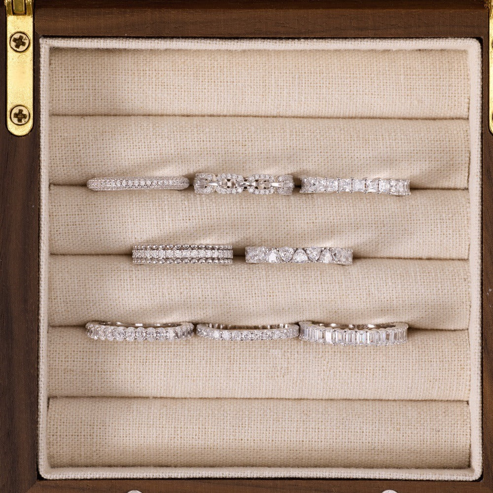 S925 Sterling Silver Moissanite Eternity Band Collection