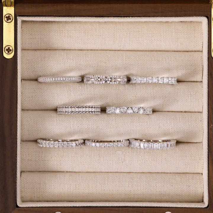 S925 Sterling Silver Moissanite Eternity Band Collection