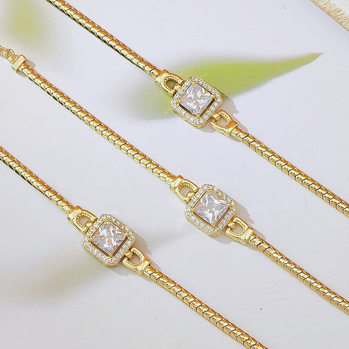 18K Gold Plated Snake Chain CZ Bracelet Collection
