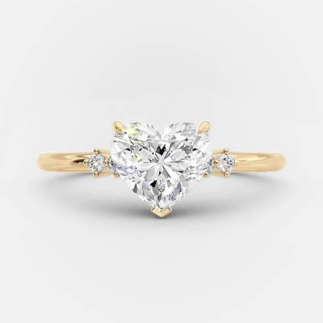 18K Gold Heart Cut Moissanite Ring