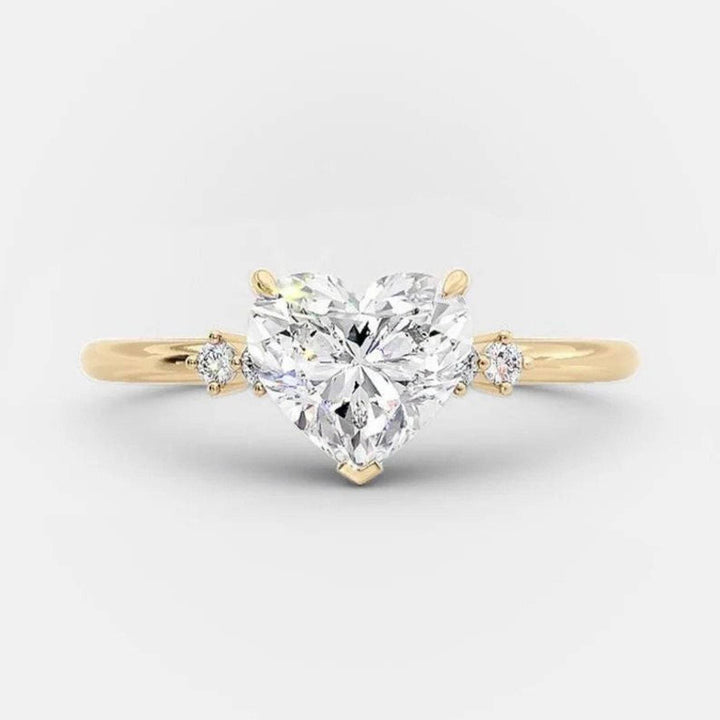 18K Gold Heart Cut Moissanite Ring