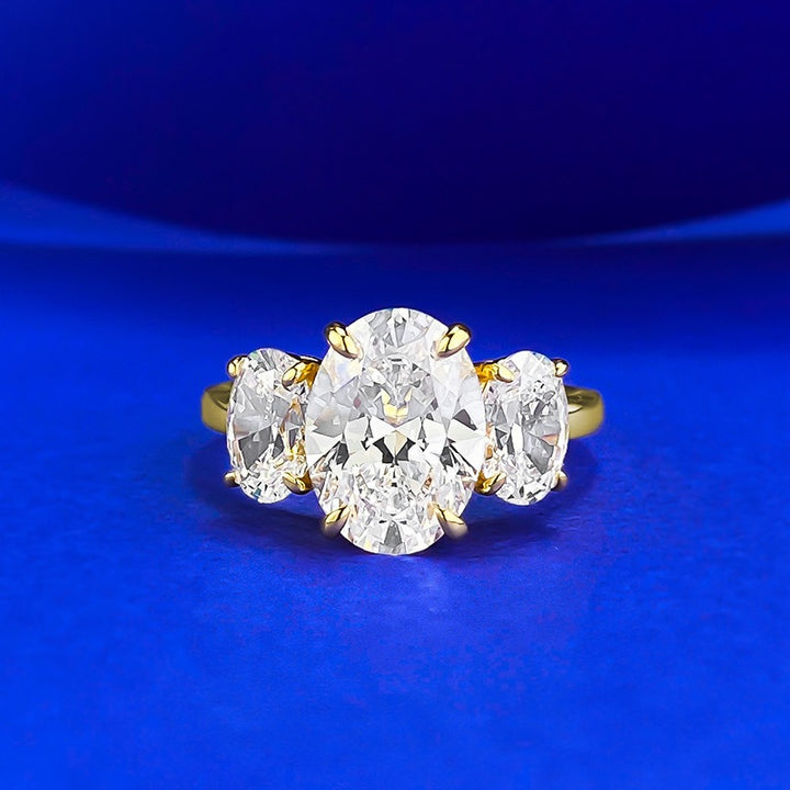 Timeless Trio S925 Sterling Silver & 18K Gold Plated Three-Stone Ring