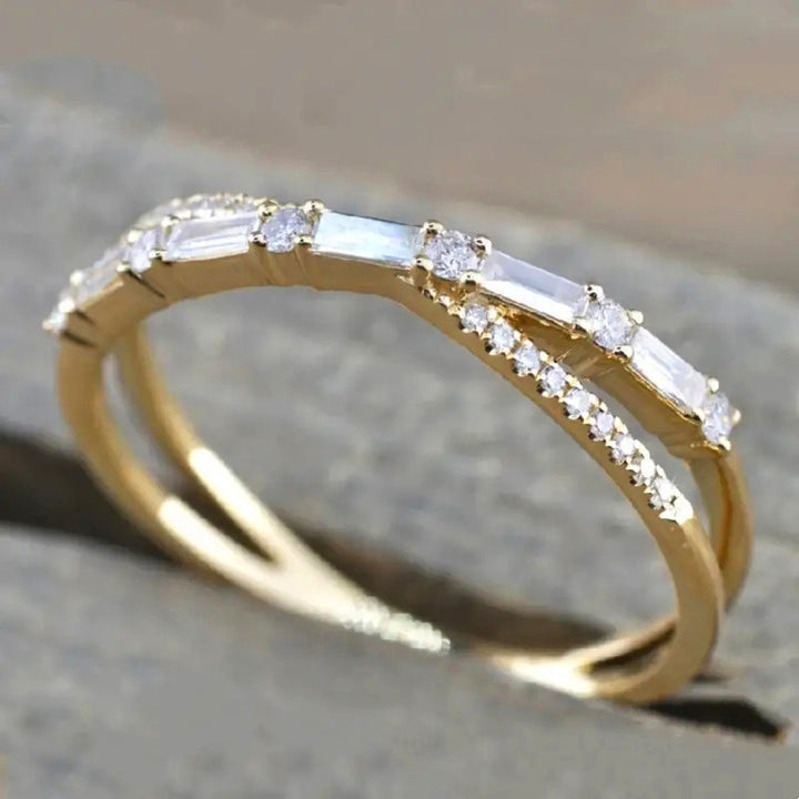 Stellar Orbit S925 Silver Interlocking Dual-Band Micro-Pavé Ring