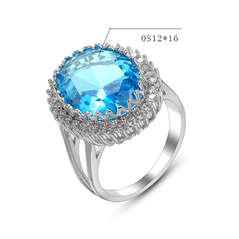 S925 Silver Vintage Statement Ring Halo CZ Split Shank
