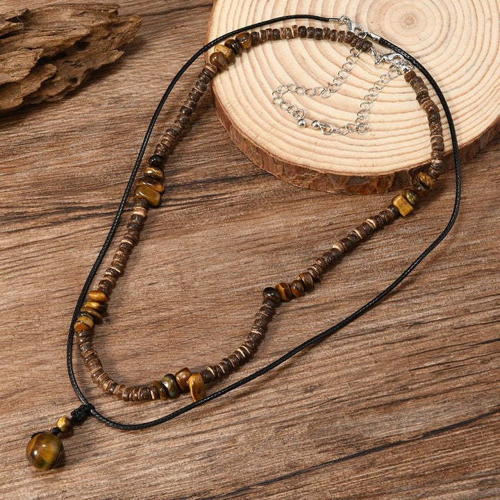 Boho Natural Tiger's Eye & Turquoise Necklace
