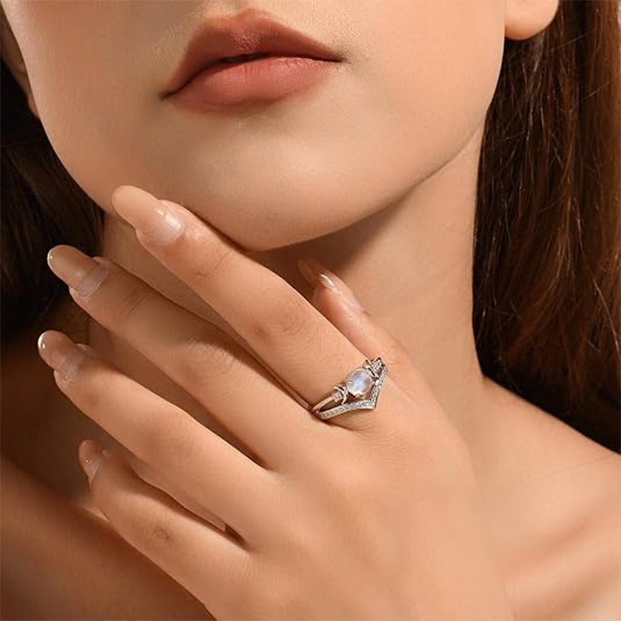 Crescent Moon Gemstone Ring
