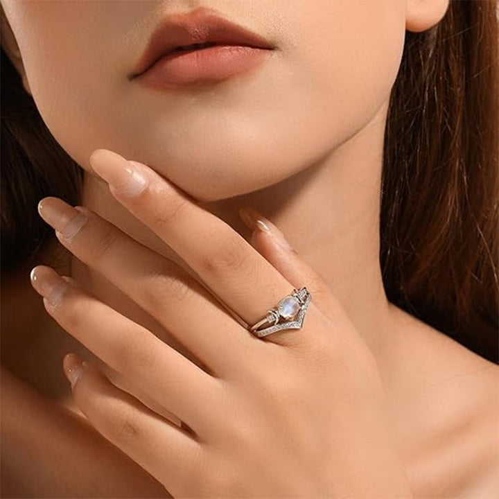 Crescent Moon Gemstone Ring