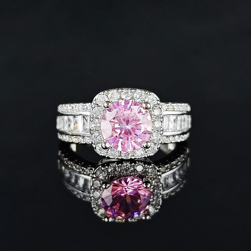 18K Gold Plated Cushion Cut Halo Ring