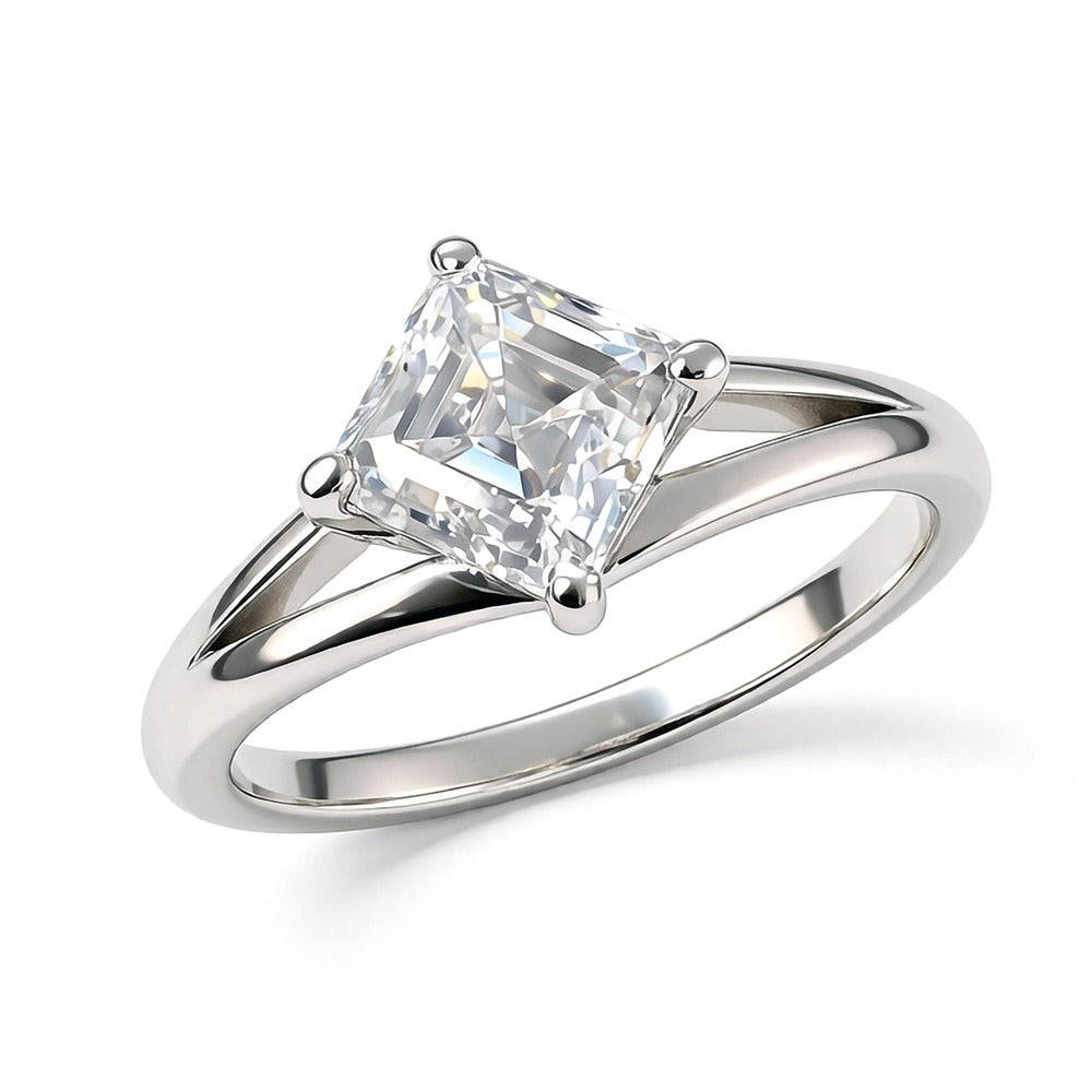 S925 Sterling Silver Kite-Cut Split Shank Ring