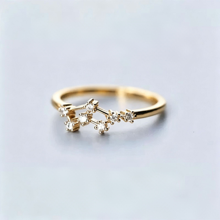 S925 Sterling Silver Zodiac Open Ring Constellation Pavé Ring