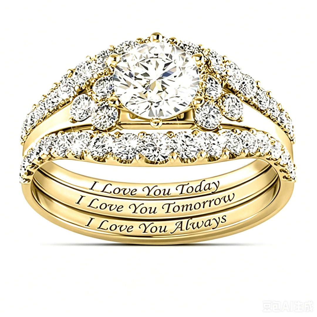 Vows of Love · Triple-Layer Interlocking Stackable Ring Set