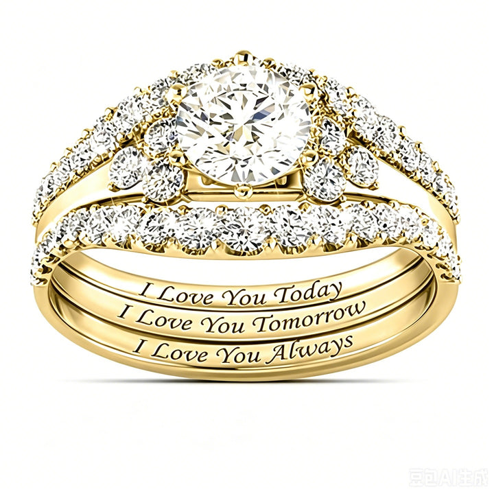 Vows of Love · Triple-Layer Interlocking Stackable Ring Set