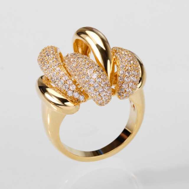 18K Gold Plated Interlocking Pave Ring