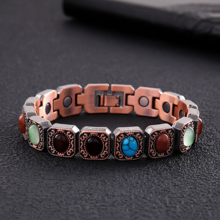 100% Pure Copper Magnetic Bracelet with Natural Turquoise