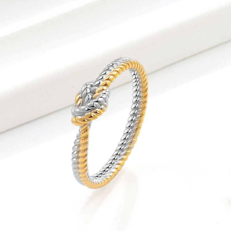 French Two-Tone Twisted Rope Knot Ring