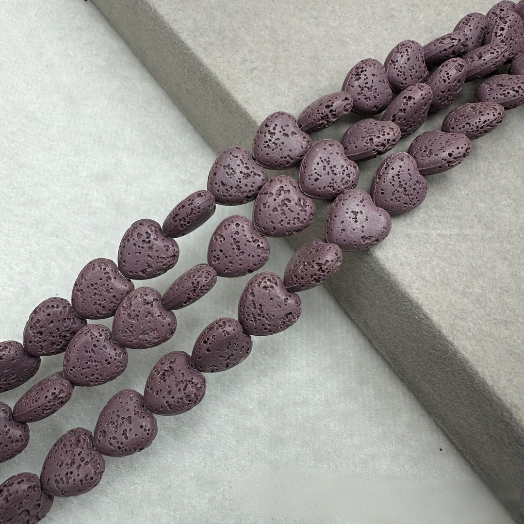 Heart-Shaped Natural Lava Stone Beads
