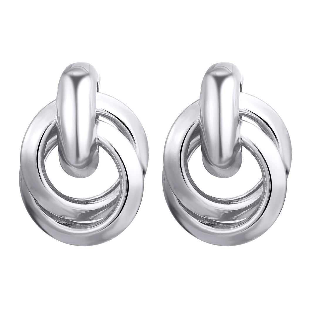 18K Gold & Silver Plated Polished Finish Minimalist Sculptural Knot Stud Earrings
