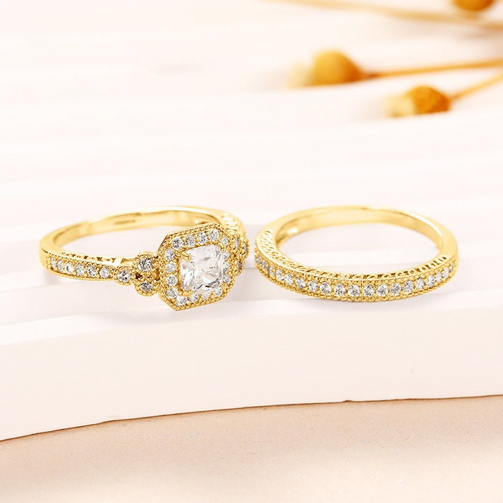 Luxe Diamond Duo Three-Tone Paved Ring Set